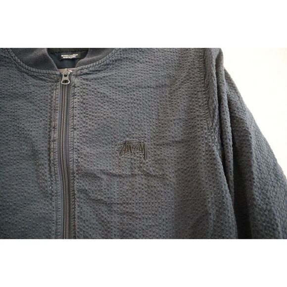 Stussy 115279 Men's Sz Small Navy Full Zip Seersucker Bomber Jacket - Picture 4 of 13